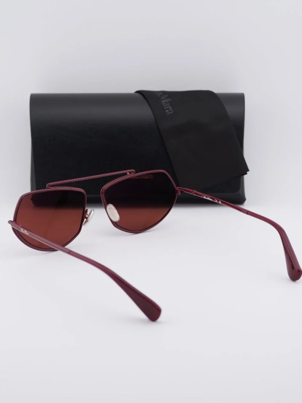 Max Mara MM0165 69S Joey Geometric Sunglasses - Shiny Bordeaux/Bordeaux